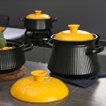 Multi-size Japanese Creative Vertical Pattern Yellow Cover Ceramic Casserole Restaurant Kitchen Household Open Fire Soup Pot