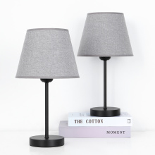 Bedroom Nightstand Table Lamp with Gray Linen Lampshade