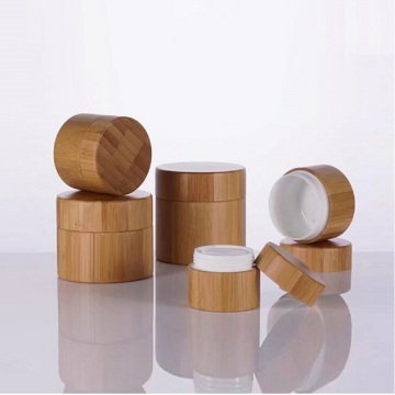 Bamboo Cream Jar PP Plastic Container 10G 20G 30G 50G Empty Refillable Bottle Cosmetic Packaging Pot Bamboo Wooden Jar 10pcs