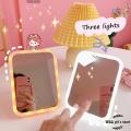 W&G Folding Portable LED Makeup Mirror Desktop Mirror With Led Light Big Dressing Mirrors Kawaii Touch To Change Color Mirrors