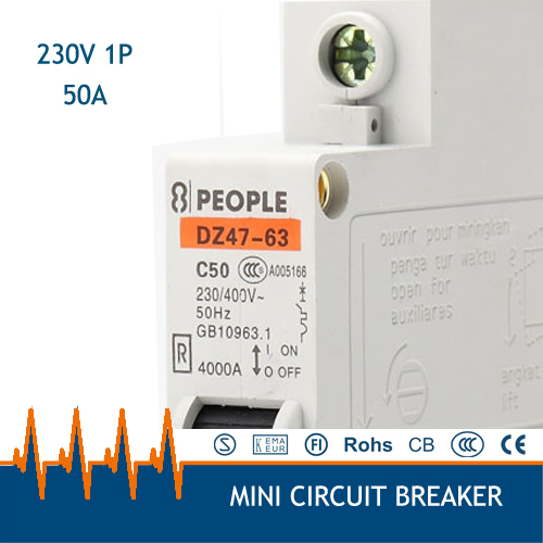 1P 220v-400V 50A dz47-63 Household miniature Circuit Breaker Free Shipping for Standard:IEC61009 GB6829