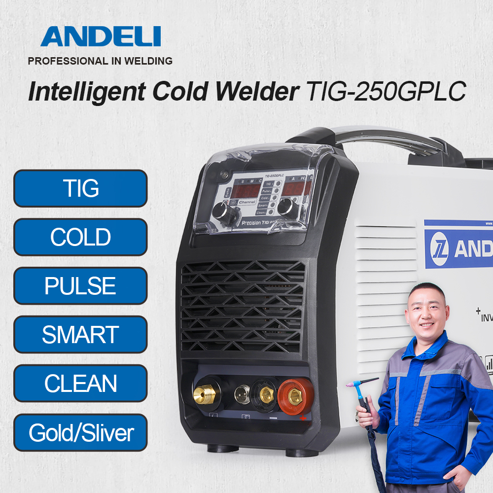 ANDELI TIG Welding Machine TIG-250GPLC TIG/COLD/PULSE/CLEAN/Gold Silver Welding 5 in 1 TIG Welder Cold Welding 220V/110V Optiona