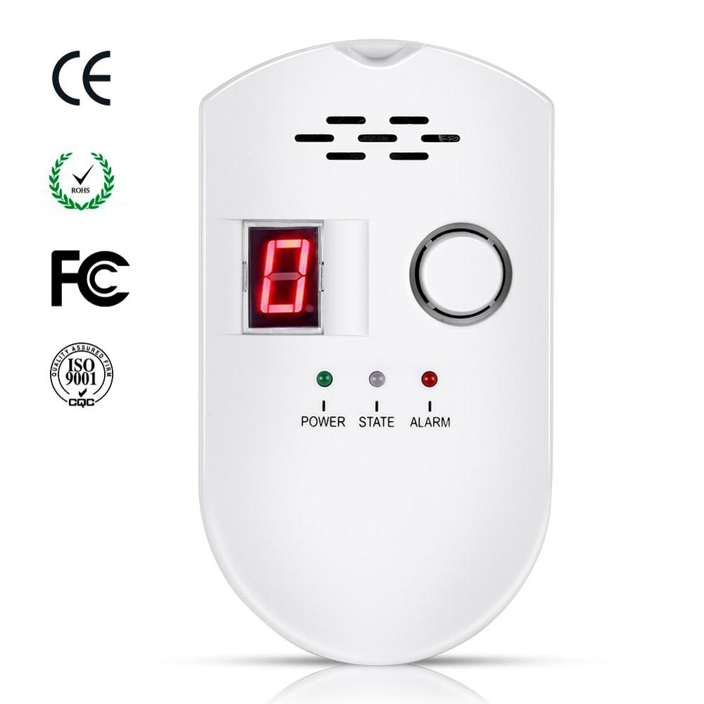 Household Gas Monitor Plug in Combustible LPG/Natural Gas/Coal Gas Leak Sensor with Sound Warning and LED Display for Kitchen