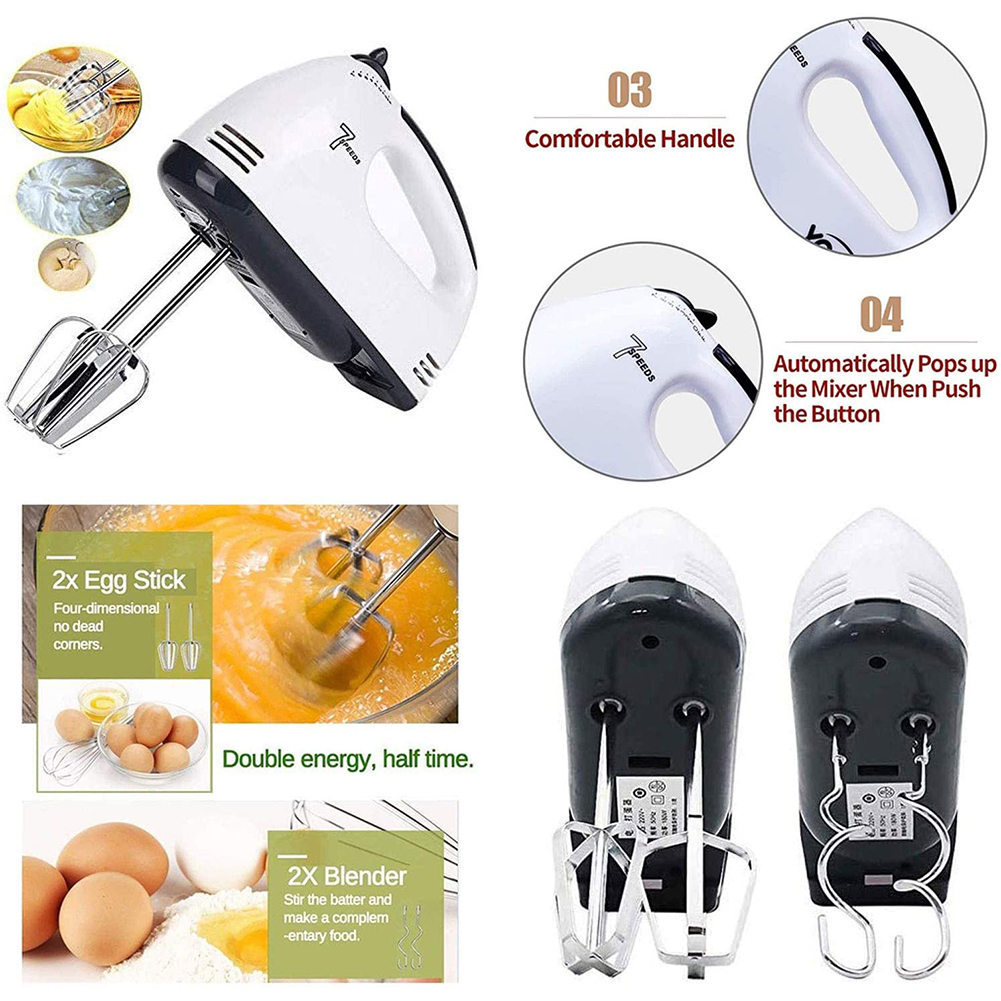 7 Speeds Electric Food Mixer Frother Beater Handheld Cake Dough Blender Mixer Egg Beater Kitchen Baking Cooking Mixing Tool