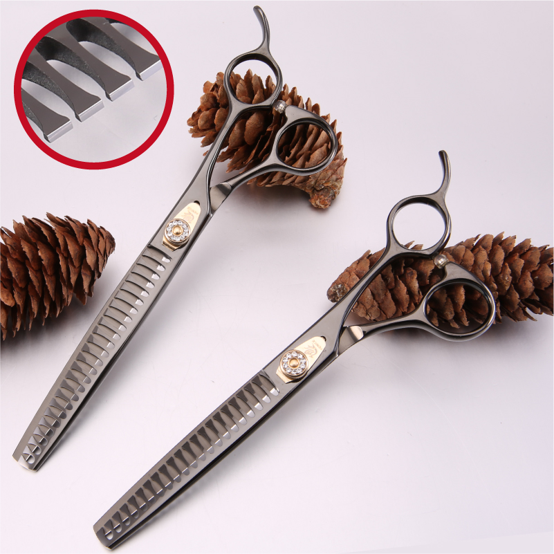 Fenice Professional JP440c 7 inch 7.5 inch titanium coated Pet dog Grooming chunker thinning shears Scissors