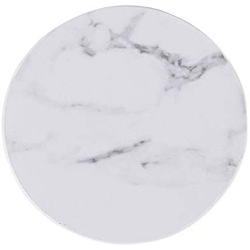 6 Pcs Coasters Marble Pu Leather Round Heat Insulation Table Placemat Drink Coasters Cup Mats For Home Table Kitchen Decor