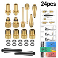 24pcs/Set Bike Pump Adapter Bicycle Car Valve SV/AV/DV Adapter Sealing Ring Converter MTB Bike Air Pump Valve Group Bicycle Tire