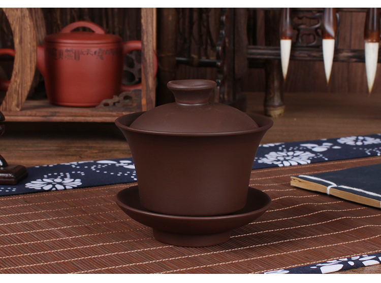 6 Models High Quality Teaset Elegant Gaiwan Chinese Tea Mugs purple clay tureen 120ml lid bowl saucer tea brew cup yixing teapot