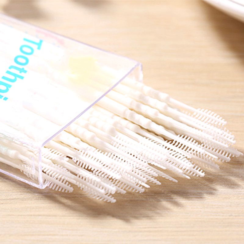 50PCS/Box Double Superfine Tooth Stick Dental Floss Rods Interdental Brush Dental Oral Care Clean Teeth Food Residue Toothpick