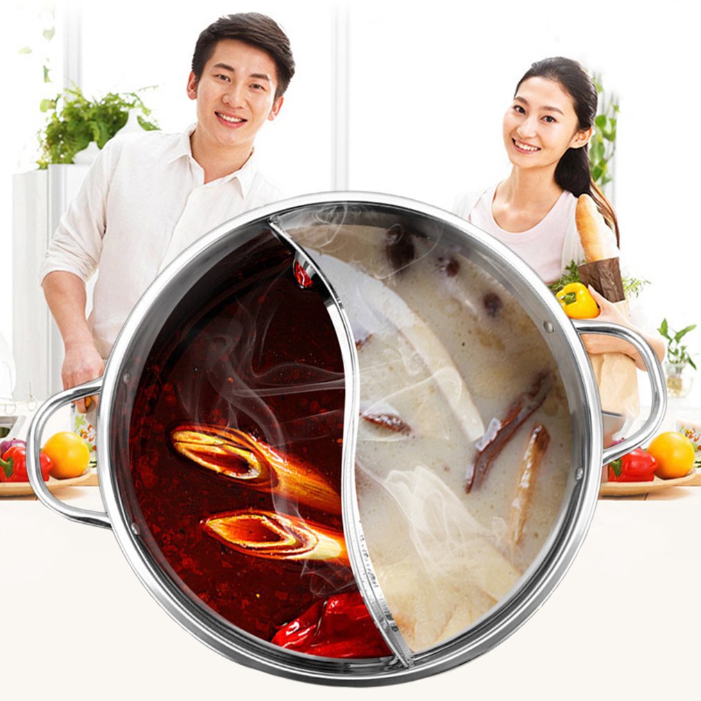 ABEDOE 1pc Cooking Pot Stainless Steel Single-Layer Cooking Pot 30cm Double Ear Duck Mandarin Fondue Hot Pot Cooking Pot