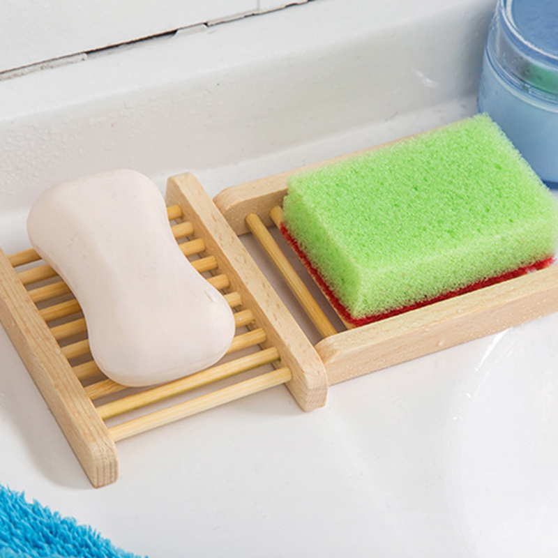 Natural Wood Soap Dish Wooden Soap Tray Holder Storage Soap Rack Plate Box Container for Bath Shower Plate Bathroom
