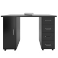 Manicure Table Double Edged Nail Desk Station with Drawer Black MDF Easy to Assemble and Wipe [US-Stock]