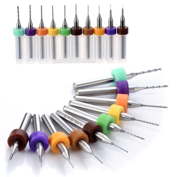 10pcs PCB Carbide Twist Drill Bits Set 0.1-1.0mm Micro Jewelry Rotary Tool CNC Milling Cutters