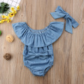 Summer Newborn Baby Girls Bowknot Sleeveless Bodysuit Jumpsuit Outfits Set Clothes Size 0-24M
