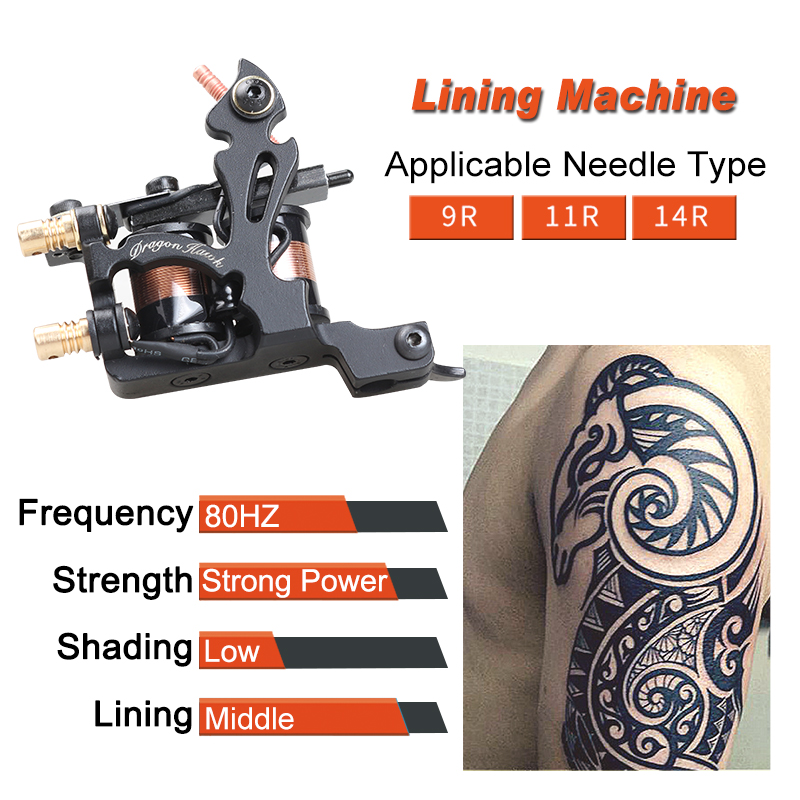 Dragon Hawk Professional Lining Tattoo Machine 8 Wraps Coils Liner Machine Quality Tattoo Supply Tattoo Gun