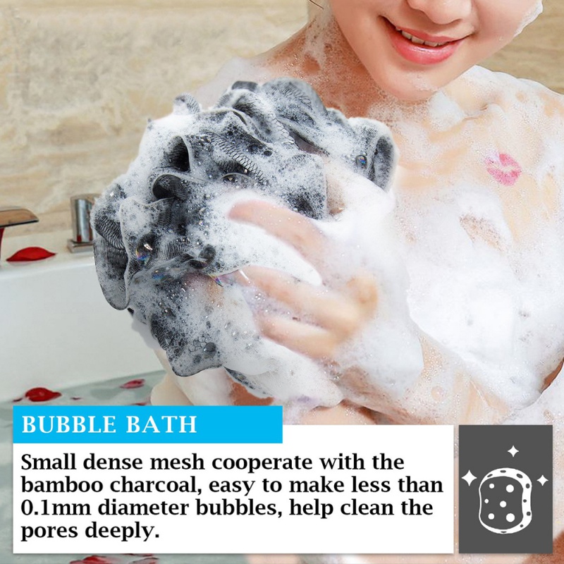 Bamboo Charcoal Bath Bubble Balls Bath Flower Spa Bath Loofah Sponge Shower Pouf Body Scrubber Ball Mesh Pouf Bath Sponge