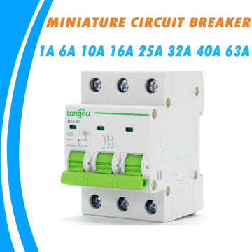 6A 10A 16A 20A 25A 32A 40A 50A 63A Miniature Circuit Breaker 400VAC 3Pole Overload Short Circuit Protection 50/60HZ MCB for Home
