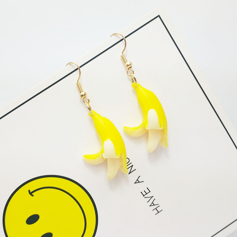 Trendy Lemon Yellow Banana Funny Earrings Sweet Fresh Fruit Acrylic korean Earrings For Women fashion Jewelry 2020