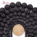 4,6,8,10mm Natural Lava Rock Round Black Loose Beads Natural Stone Beads For DIY Necklace Bracelat Jewelry Making Strand 15"