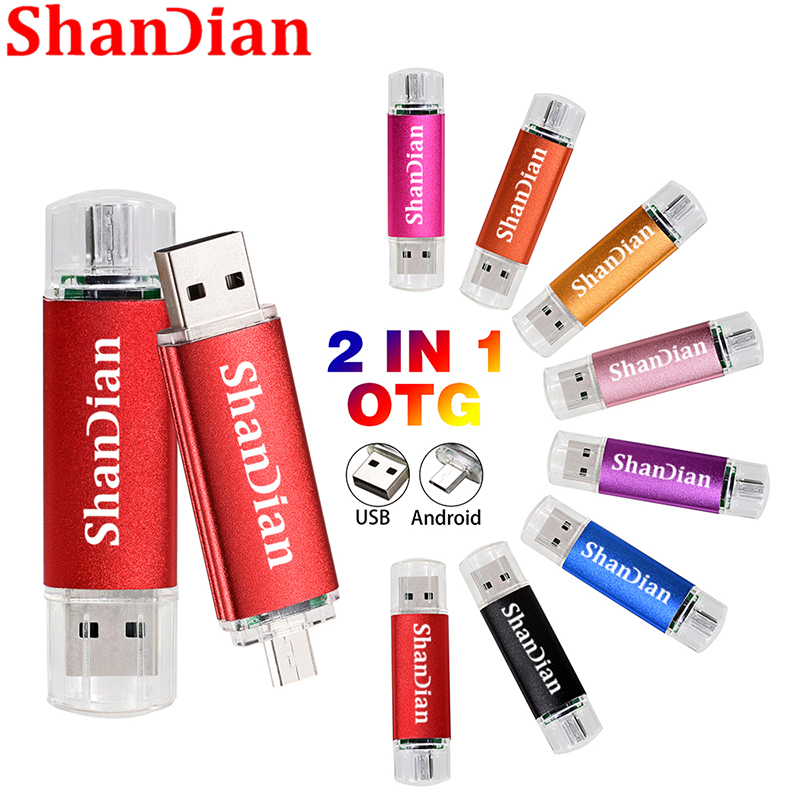 SHANDIAN Pendrive OTG USB Flash Drive cle usb 2.0 stick 64G otg pen drive 4G 8G 16G 32G storage devices
