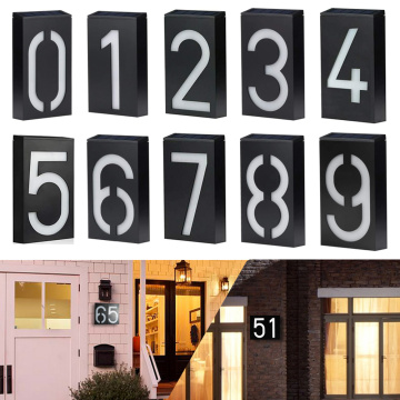 LED Solar House Number Light, Garden Numbers Solar Powered Address Sign LED Illuminated Outdoor Plaques and Wall Art Lighted