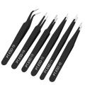 6Pcs ESD Tweezers Set Anti Static Stainless Steel Straight Curved Flat Forceps Electronic Mobile Phone Repair Hand Tools Set