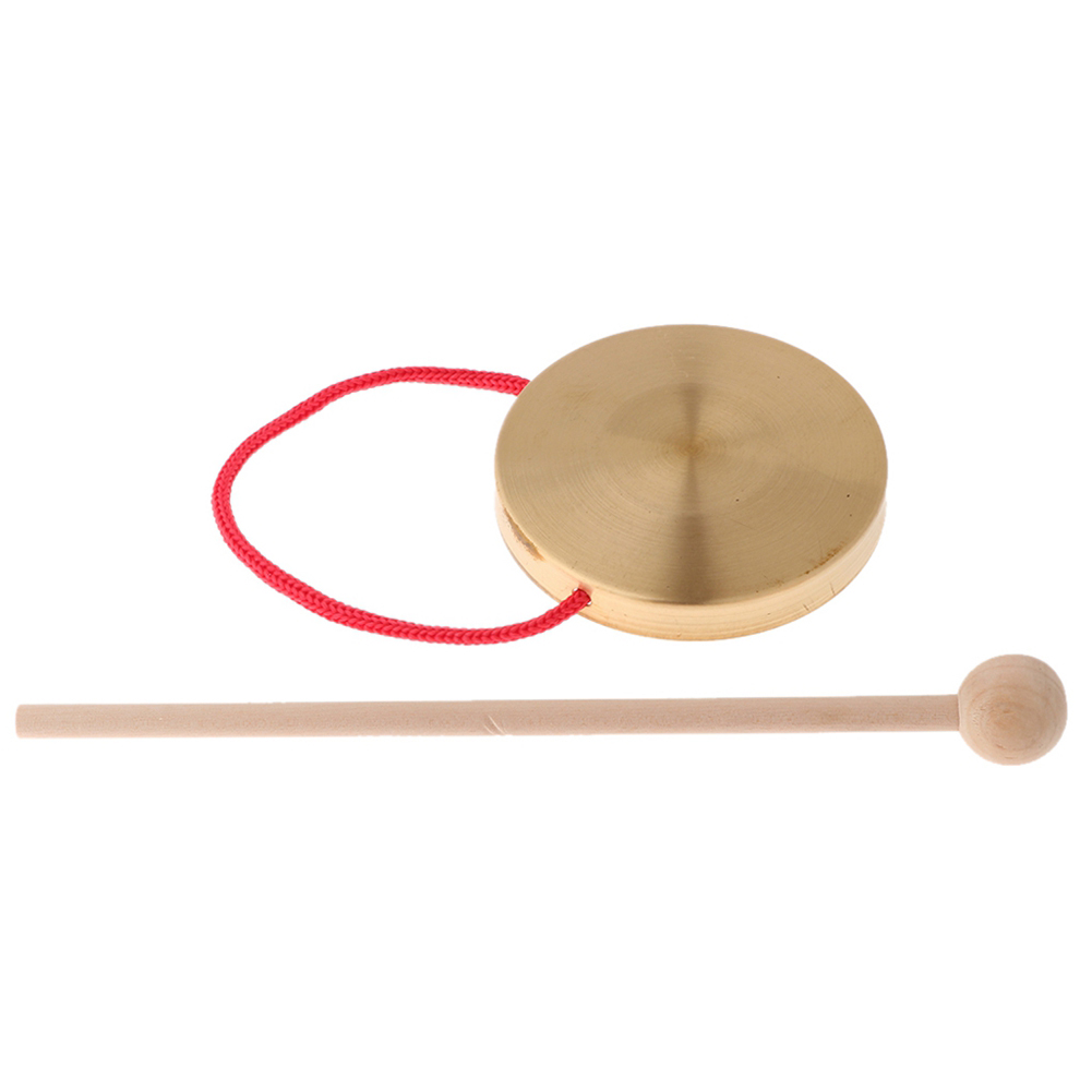 10cm/4" Hand Brass Copper Gongs Cymbals Wooden Stick for Band Rhythm Percussion Children Music Toys Musical Instrument Supplies