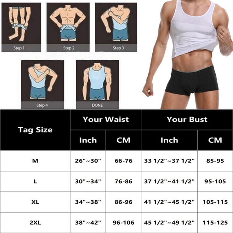 Mens Slimming Body Shaper Vest Abdomen Slim Shirt Compression Tank Shaperwear Workout Vest Abs Abdomen Waist Trainer Body Shaper