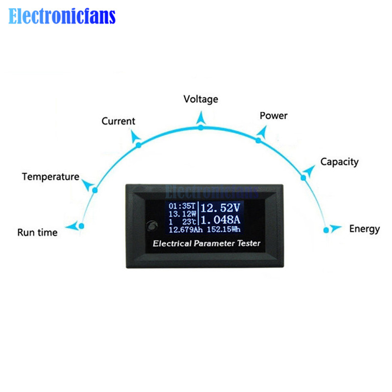 DC 100V/10A OLED Voltmeter Display Monitor Tester Current Voltage Meter Charger Ammeter Battery Power Supply Capacity Detection