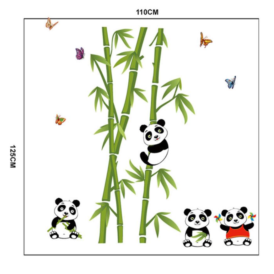 Green Bamboo Panda Forest Wall Stickers Vinyl Material Decorative Mural Art for Living Room Cabinet Decoration Home Decor D35M31