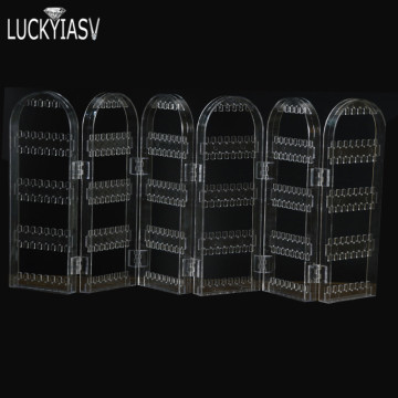 Clear 120/180/240/360 holes Plastic Earrings Studs Display Rack Folding Screen Earring Jewelry Display Holder Storage For Stud