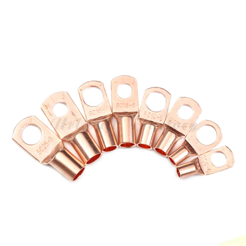 60Pcs Bolt Hole Tinned Copper Cable Lugs Battery Terminals Set Electric Wire Cable Bare Crimped/Soldered Connectors SC6-25 Kit