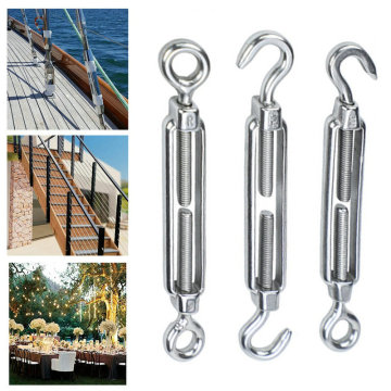 1 PSC Turnbuckle Adjustable Wire Rope Tension Tensioner Strainer M4 / 5 / 6 Stainless Steel Hook Eye Rope Cable Railing Kit