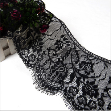3meters/lot 16.5cm Width Fashion High Quality Handmade DIY Black Eyelash Lace Trimming,chantilly lace fabric Wedding accessories