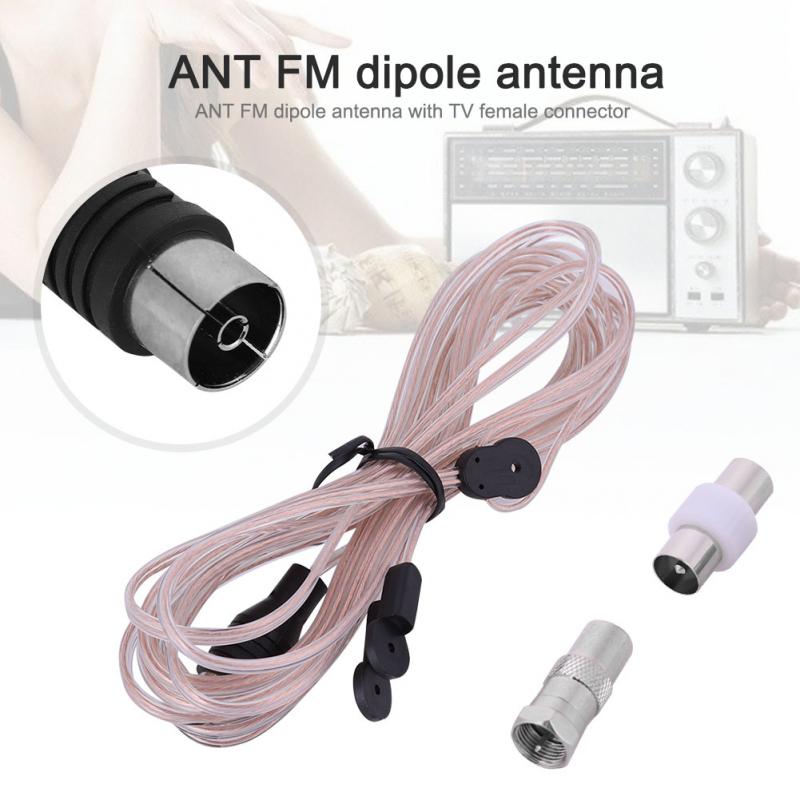 3.2m FM Antenna Home Indoor FM Radio Receiver Aerial 85-112 MHZ with TV Female Connector Pure Copper FM Dipole Radio Antenna