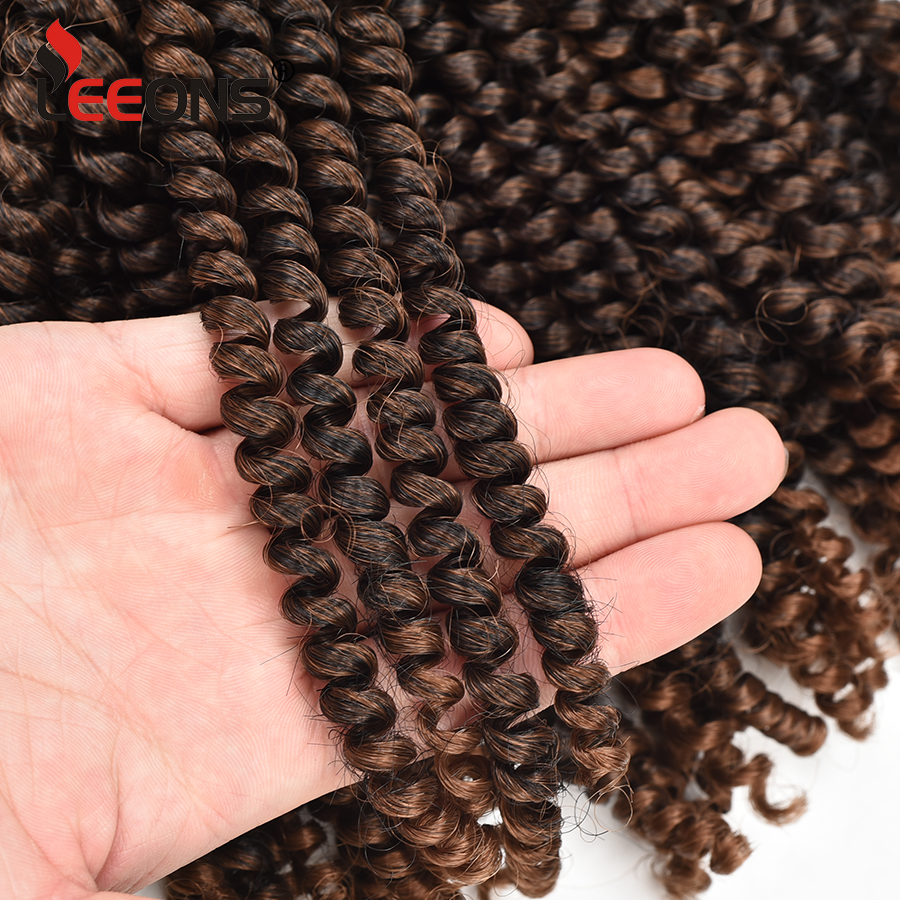 Leeons Crochet Braids Hair 8Inch Soft Spring Twist Hair Extension Synthetic Fluffy Nubian twist Ombre Braids Hair 30Roots/pcs