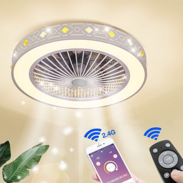 LED Ceiling Fan Lamp Light Mobile Phone App Remote Control Modern Invisible 55 50cm Fans Home Decoration Lighting Circular Round