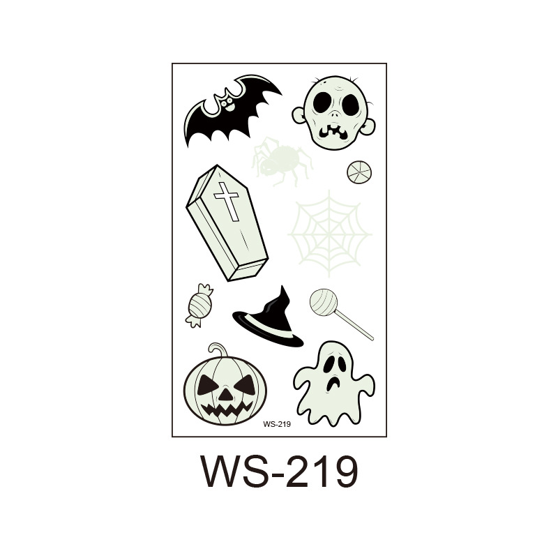 10Pcs Halloween Luminous Tattoo Ghost for Kids Fake Tattoo Witch Glowing In Dark Waterproof Temporary Tattoo Stickers Body Art,Q