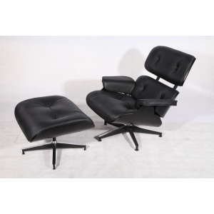 Black plywood Eames Lounge Chair and Ottoman