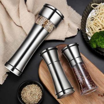 New 304 stainless steel pepper grinder manual glass mill Spice container condiment seasoning pot Kitchen tool Seasoning bottle