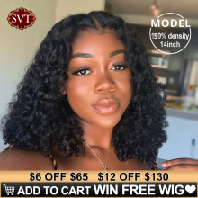 Brazilian Deep Wave Human Hair Bob Closure Wig Natural Hairline SVT Remy Hair Short Deep Curly Bob Lace Front Wig With Baby Hair