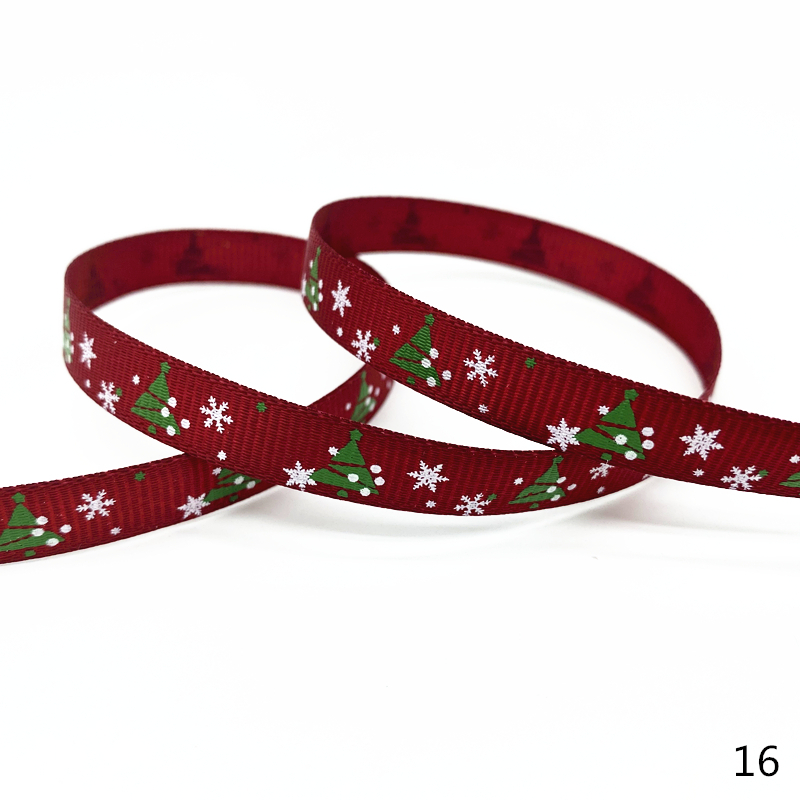 5 Yards 10mm Christmas Ribbon Printed Grosgrain Ribbons for Gift Wrapping Wedding Decoration Hair Bows DIY