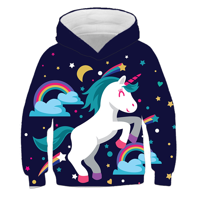 Cute Unicorn Cartoon Sweatshirt For Girl Hoodies Kids Sweater Baby Girls Tops Boys Hoodies Dinosaur Children's Clothes Thin Coat