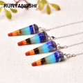 Natural crystal stone seven Chakra Necklace Raw Pendant Natural quartz Dowsing Pendulum Reiki Beads for Jewelry Making Women