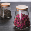 Kitchen Storage Glass Jars Coffee Jar Tea Sugar Bottle Cereals Sealed Tank Household Square With Wooden Lid Containers For Food