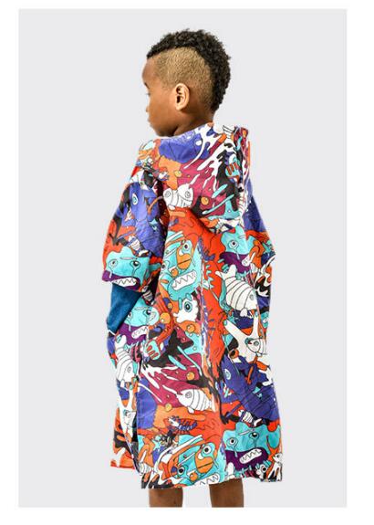 MicrofiberKids Changing Robe Beach Towel Surf Poncho With Hood Swimming Bath Suit For Pool Outdoor Vacation sun Wind Protection