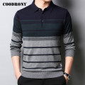 COODRONY Brand Sweater Men Spring Autumn Pull Homme Casual Turn-down Collar Pullover Mens Striped Knitwear Shirt Clothing C1053