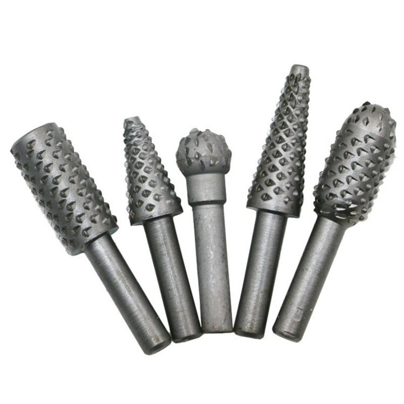 5pcs Set Rotary Rasp File 6mm Shank Burr File Rasp Woodworking Drill Bits Rotary File Wood Drilling DIY Tool Accessories