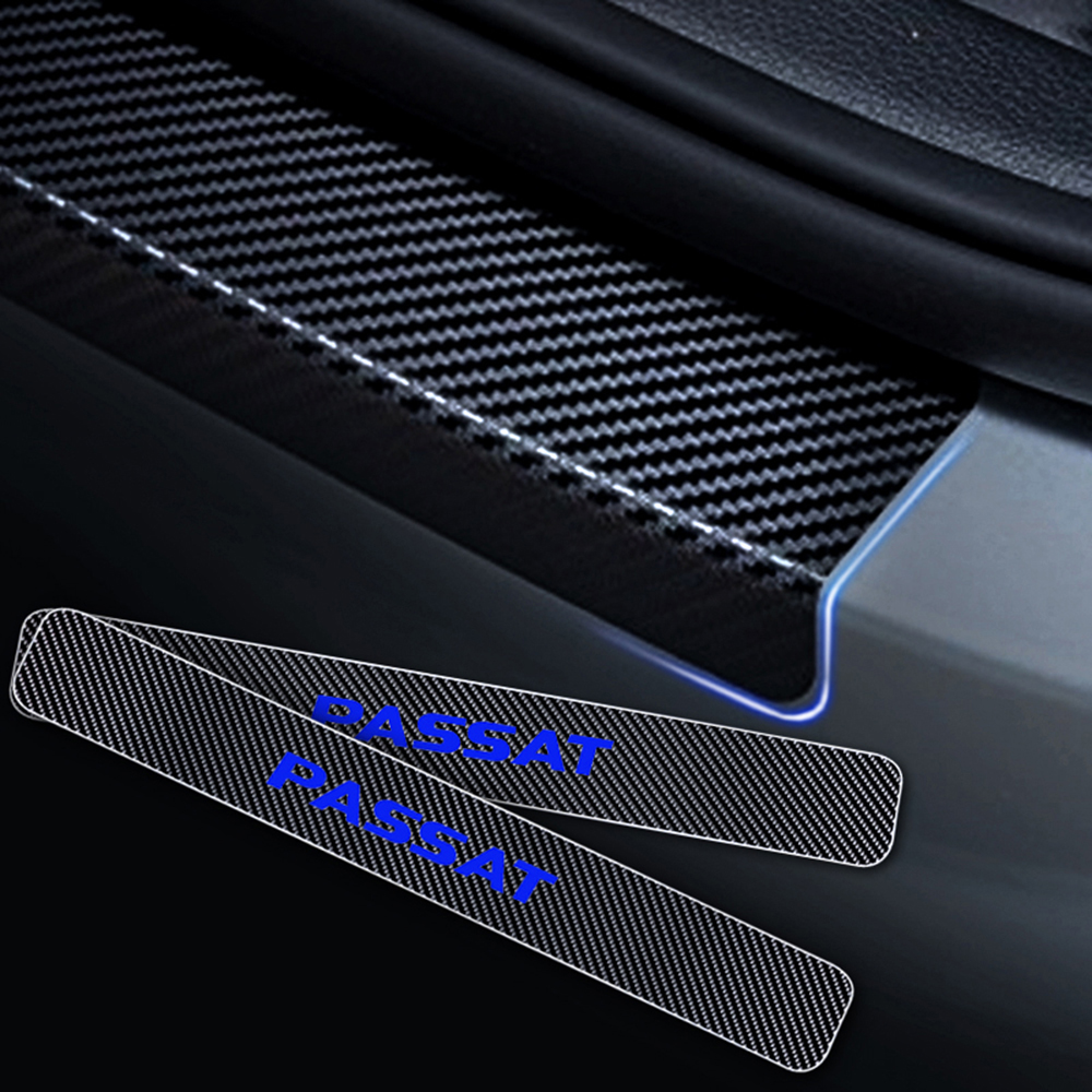 Car Door Sill Scuff Plate For VW Volkswagen Passat Reflective 4D Carbon Fiber Sticker Welcome Pedal Threshold Auto Accessories