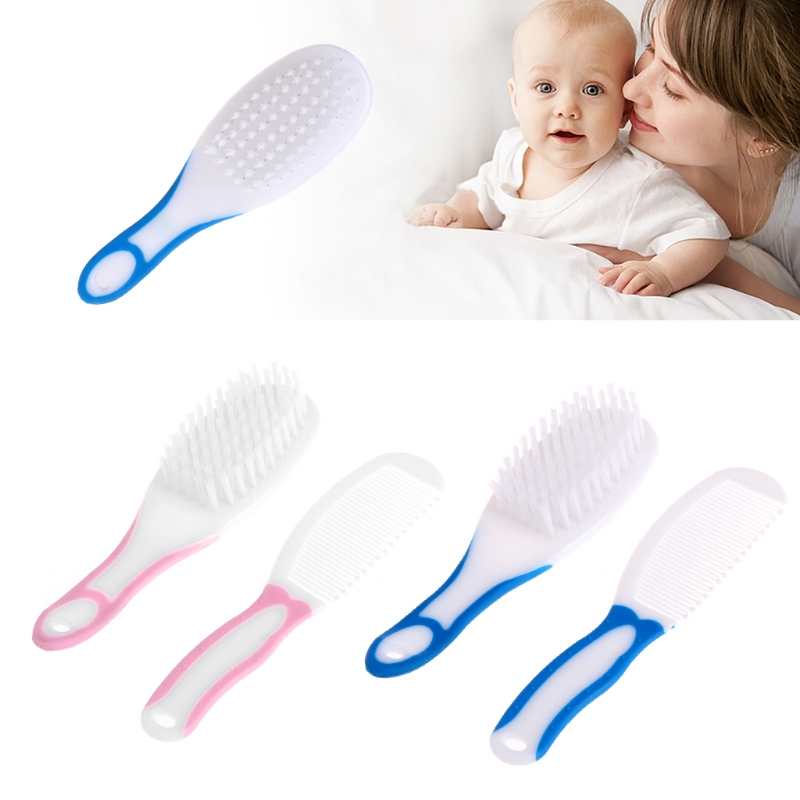 2pcs Portable Soft Newborn Baby Hair Brush Comb Hairbrush Sets Head Massager New